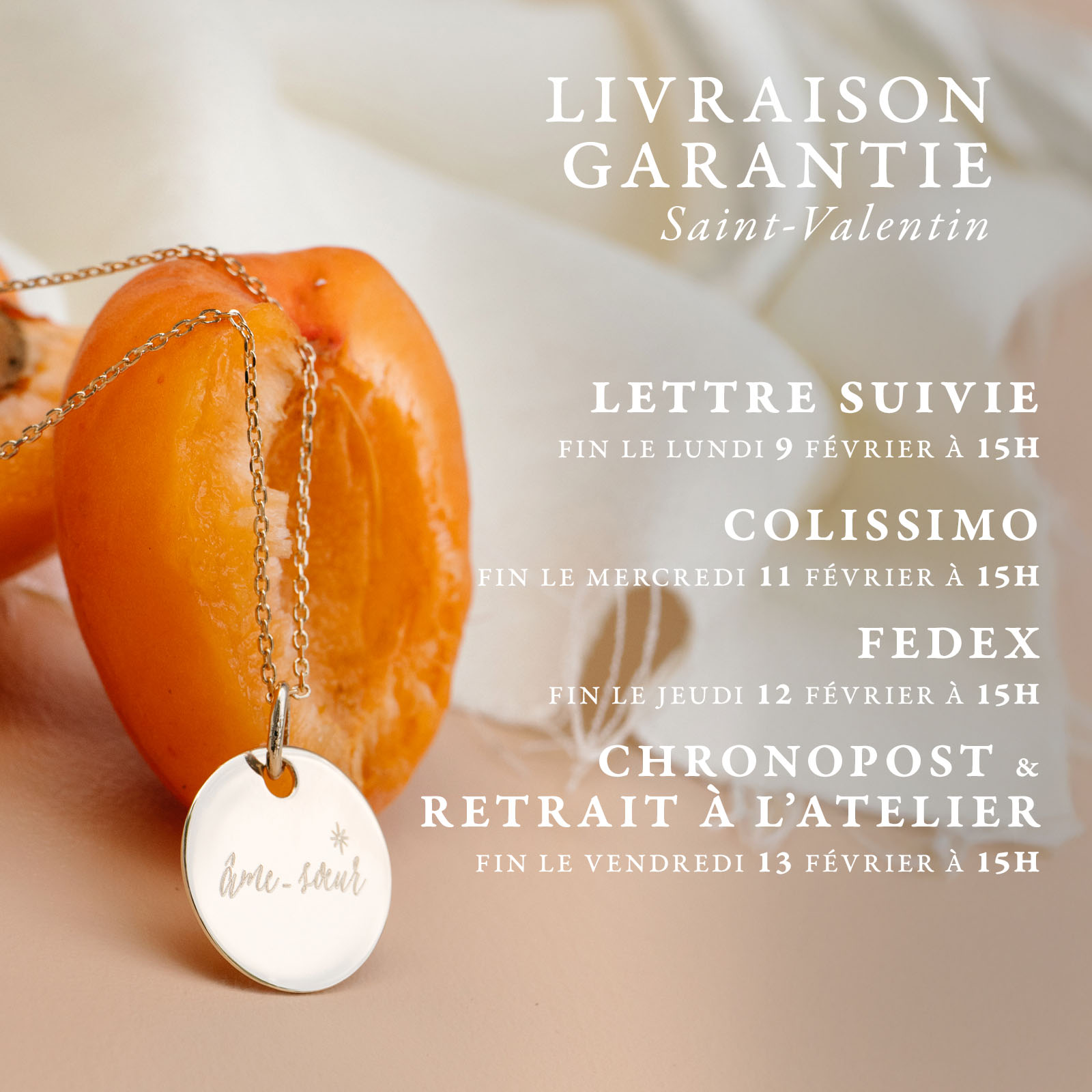 Délais de livraison Saint Valentin 2026