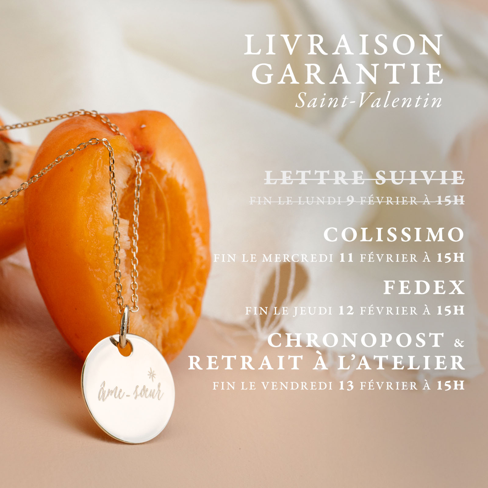 Délais de livraison Saint Valentin 2026 - Fin LS