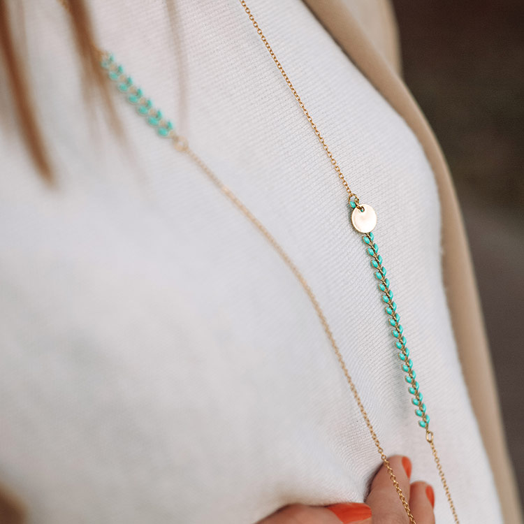 Sautoir Epi turquoise