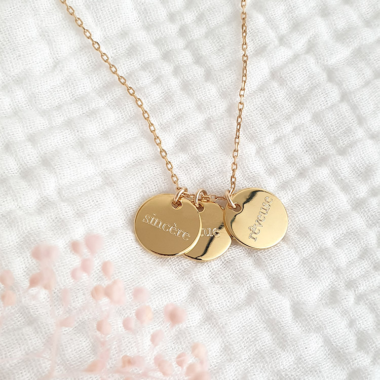 Collier 3 médailles personnalisées