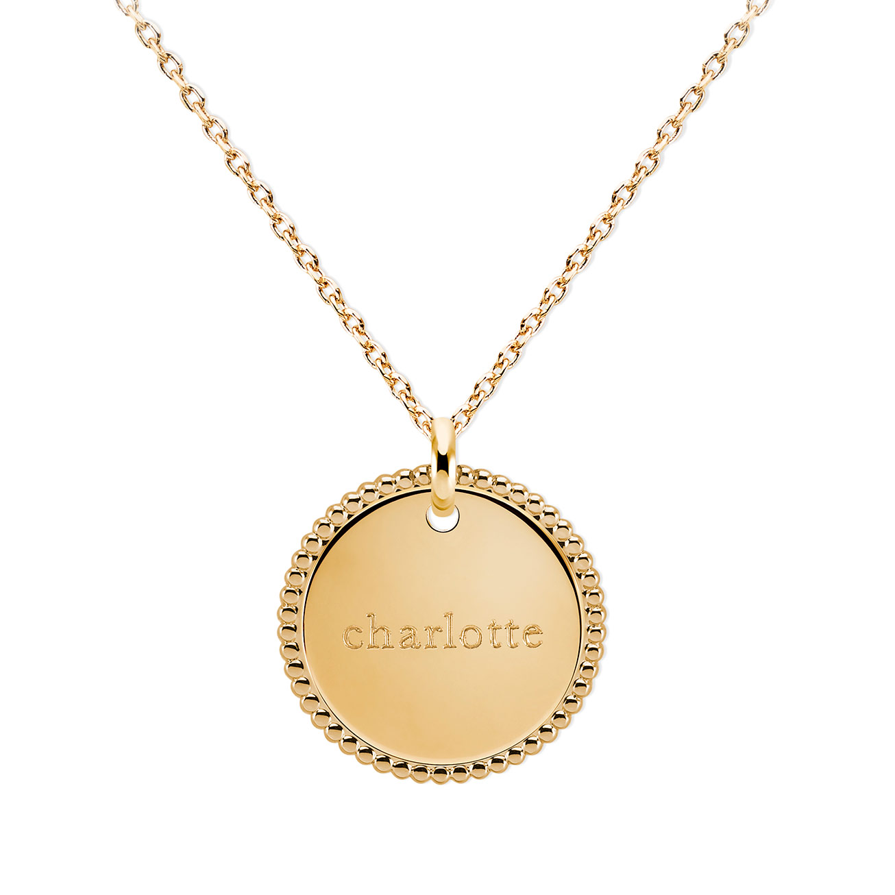 Collier médaille perlée prénom