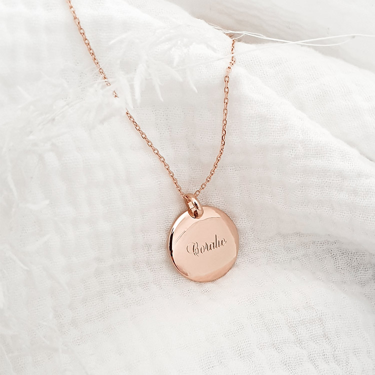 Médaille bombée prénom Or rose