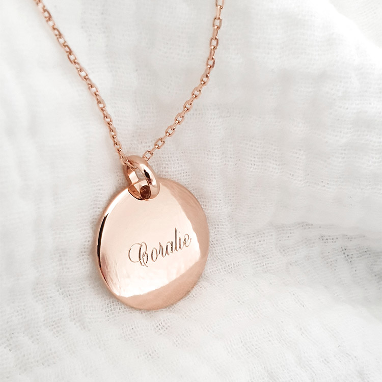 Médaille bombée prénom Or rose
