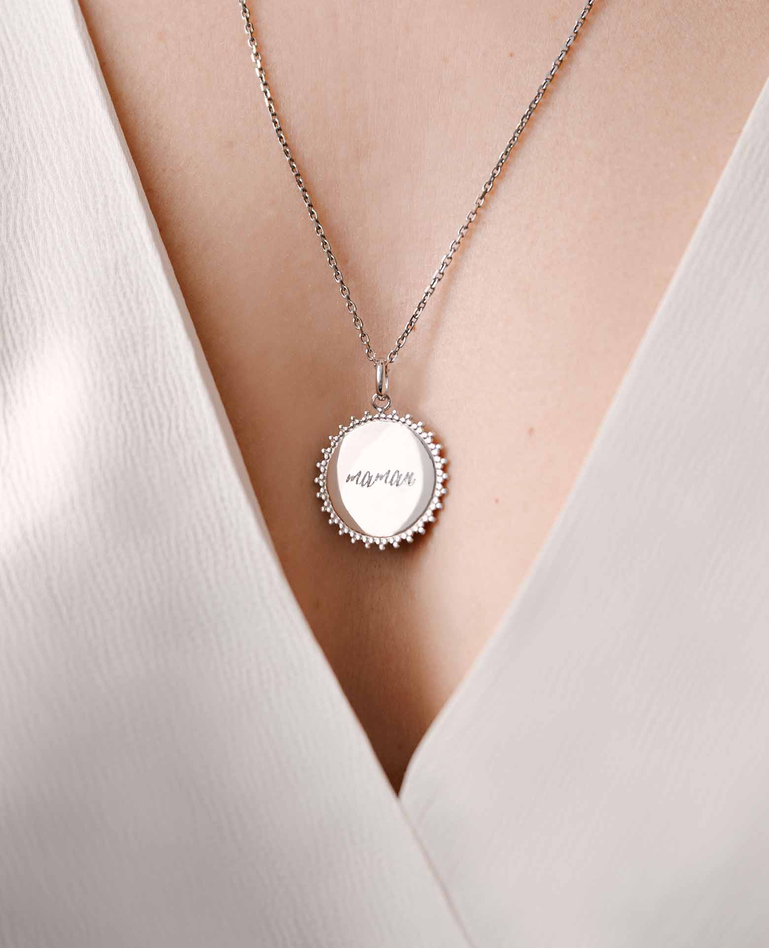 Collier Soleil Maman Argent Massif