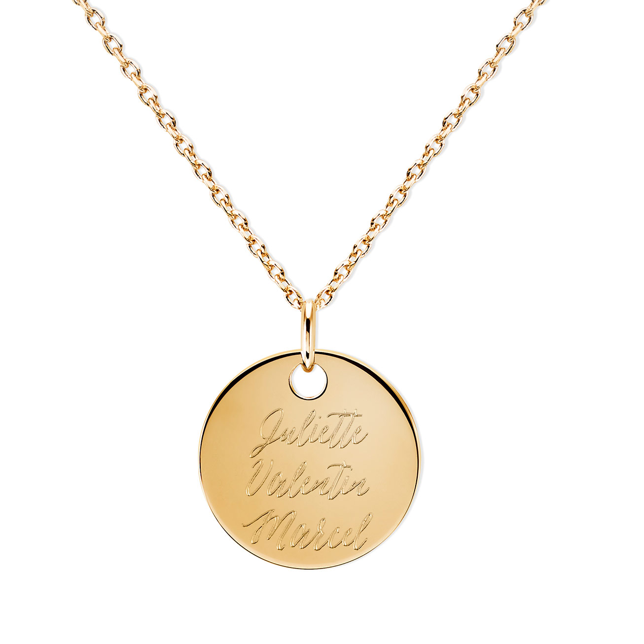 Collier prénoms Valentine plaqué or