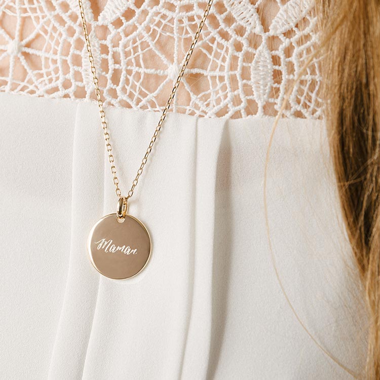 Médaille bombée or Maman