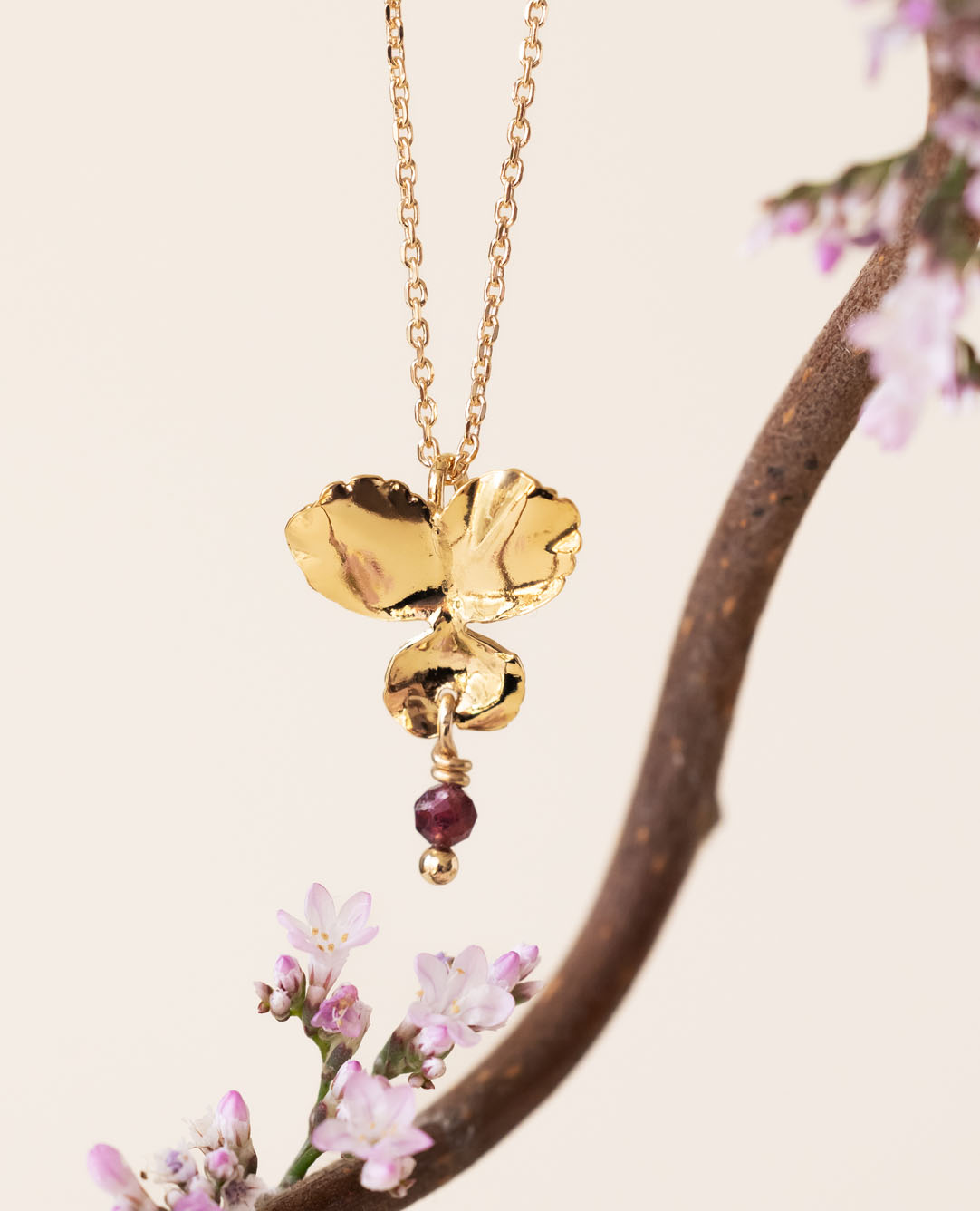 Collier Pensée PM / janvier grenat