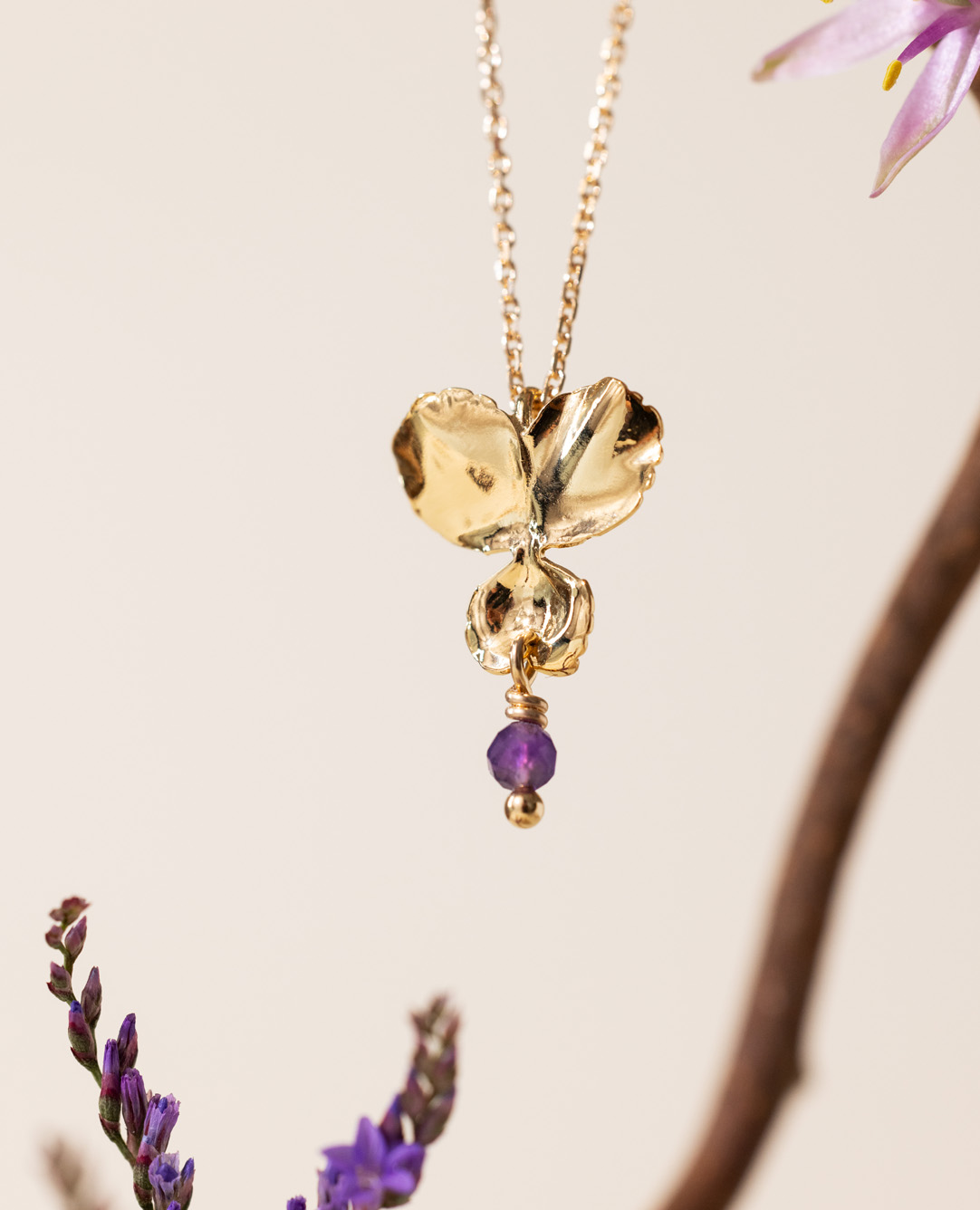 Collier Pensée PM / février améthyste