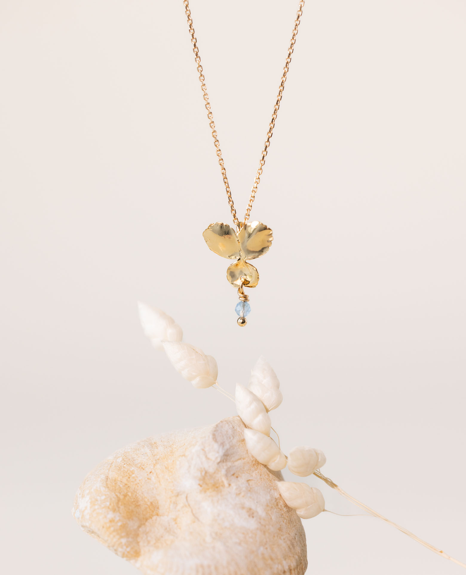 Collier Pensée PM / mars aigue marine