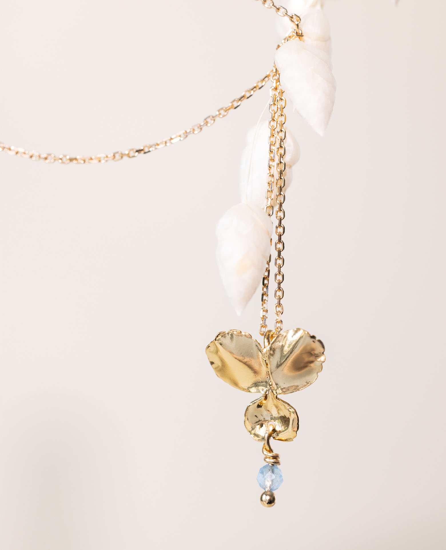 Collier Pensée PM / mars aigue marine