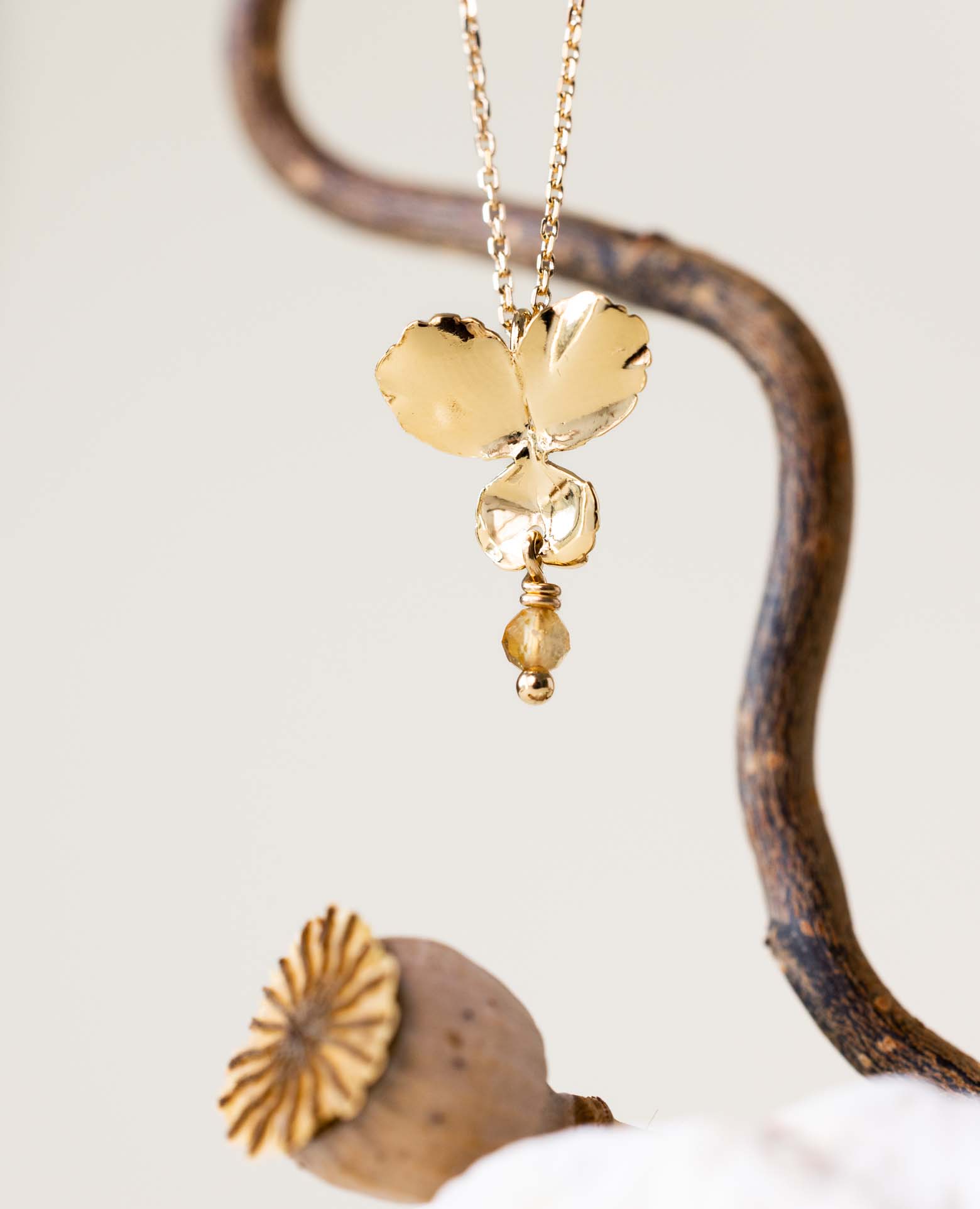 Collier Pensée PM / novembre citrine