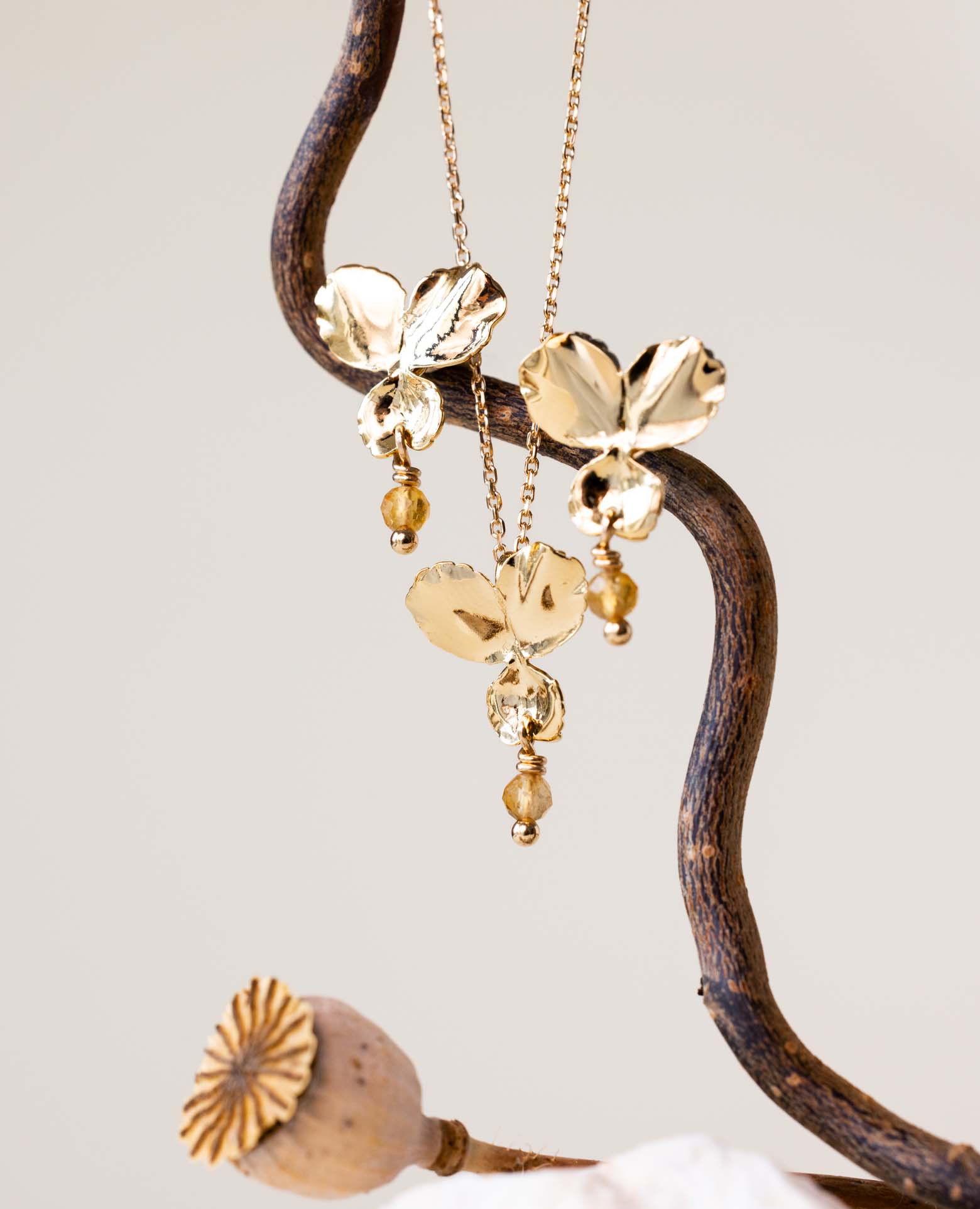Collier Pensée PM / novembre citrine
