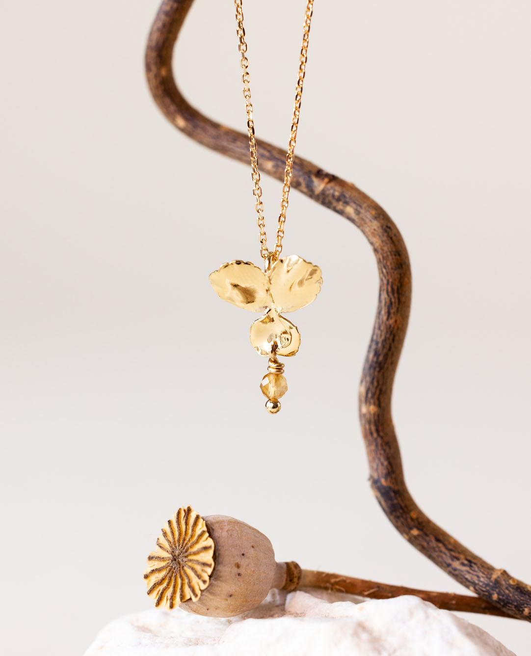 Collier Pensée PM / novembre citrine