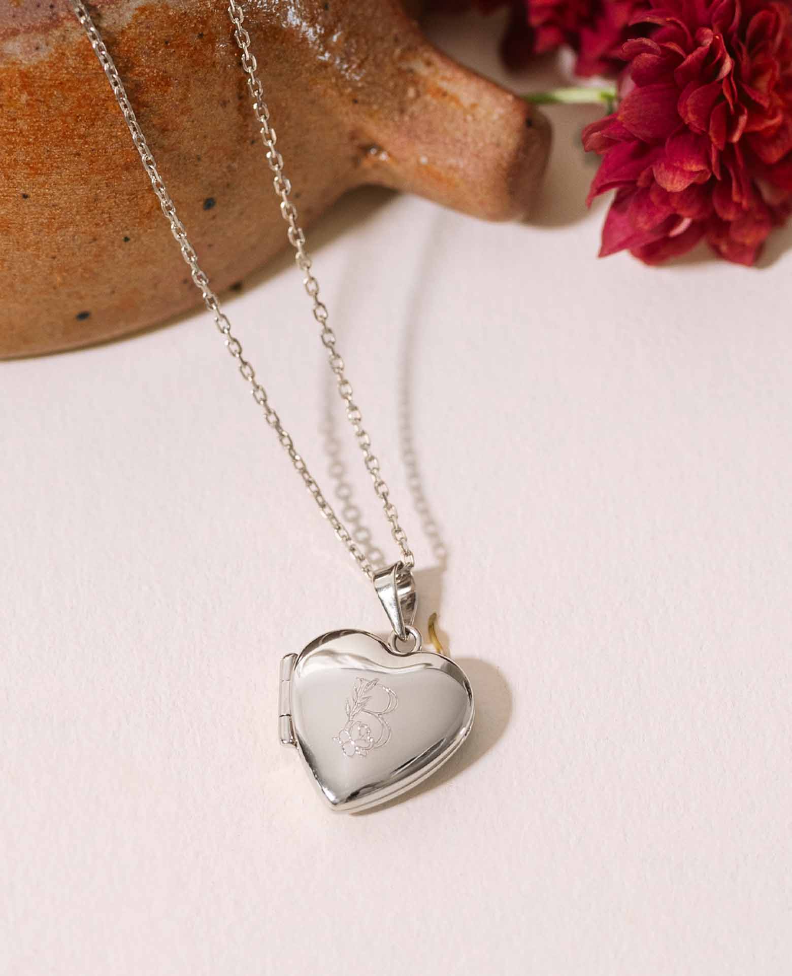 Collier médaillon cœur photo argent personnalisé