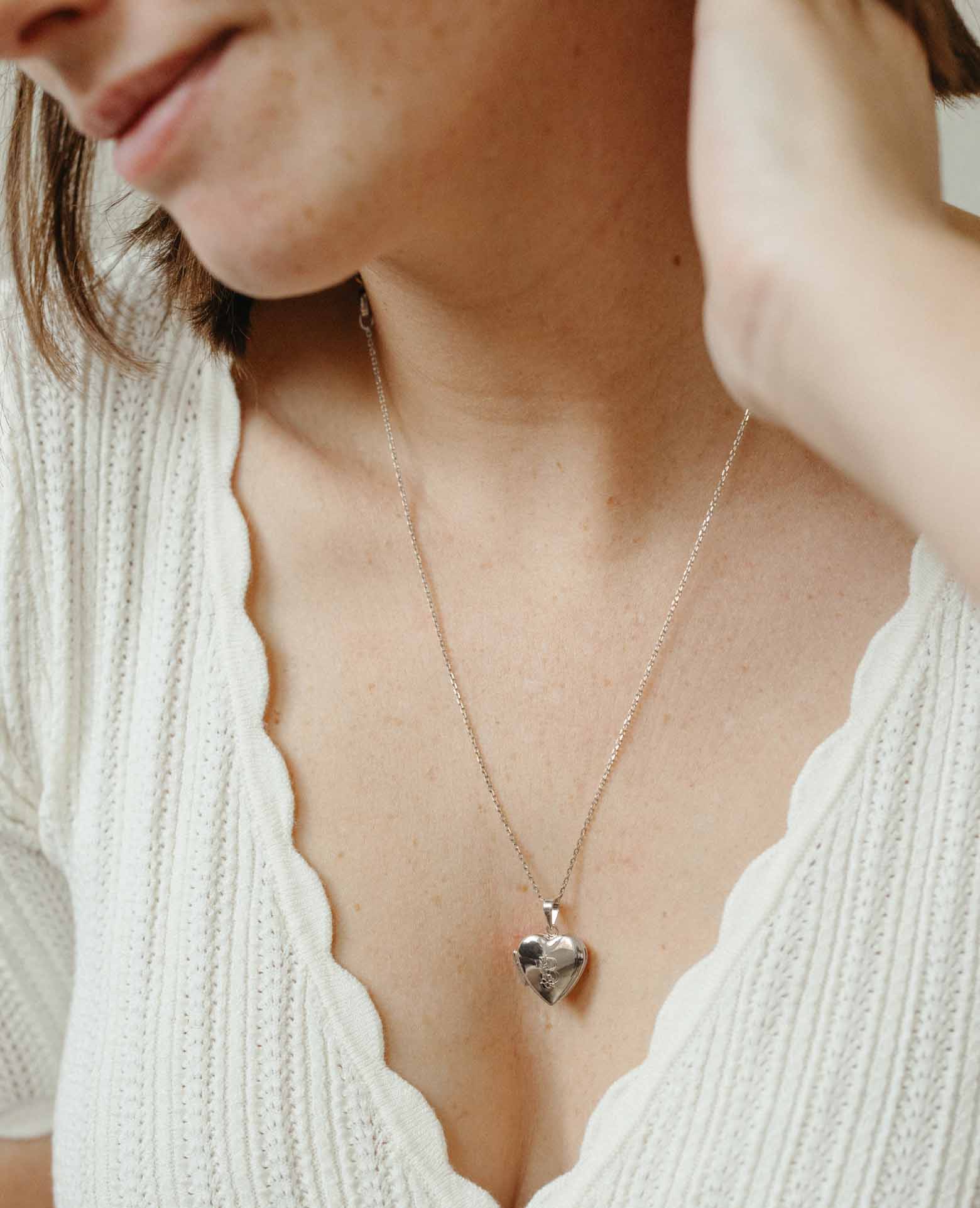 Collier médaillon cœur photo argent personnalisé