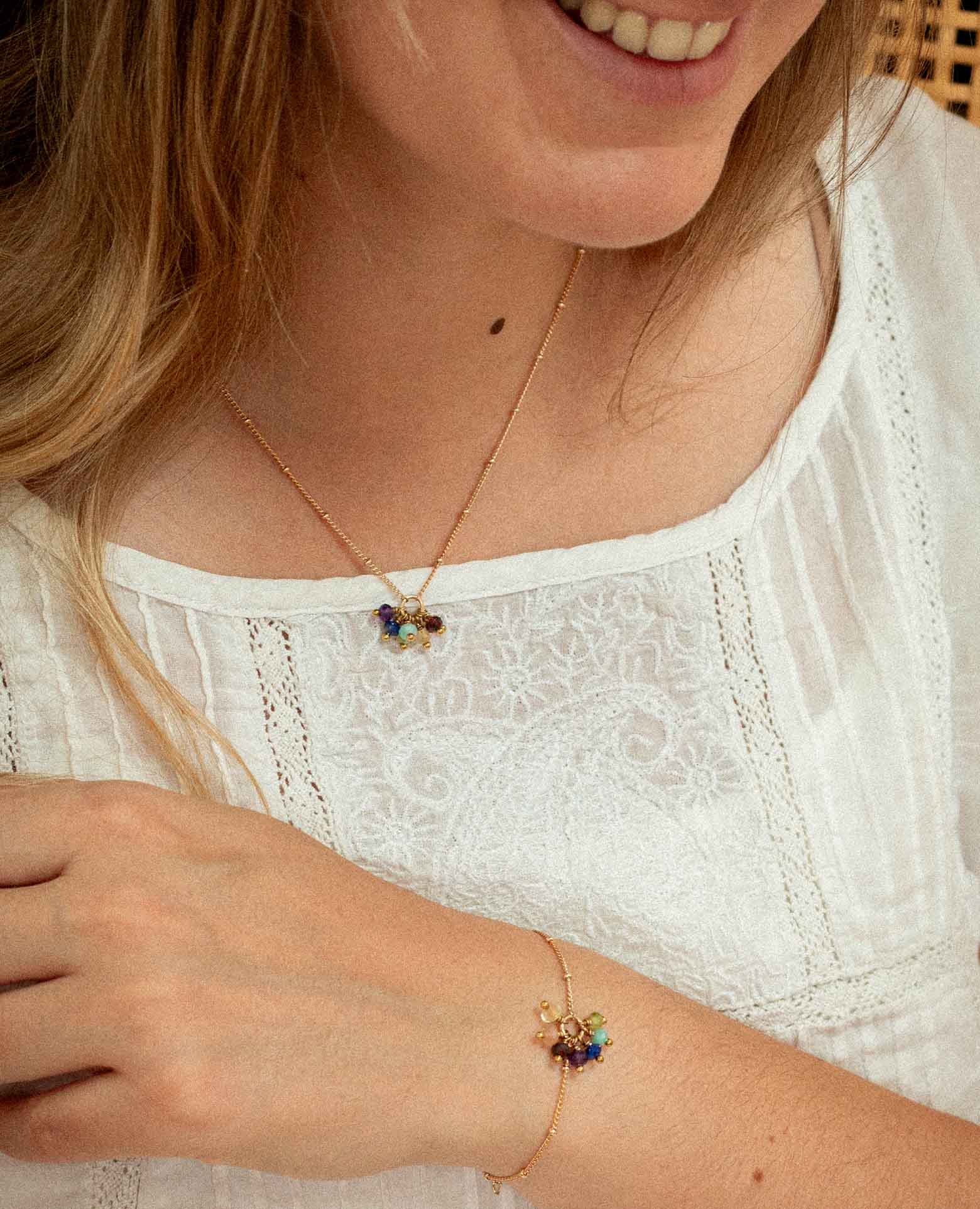 Collier 7 chakras or et pierres naturelles