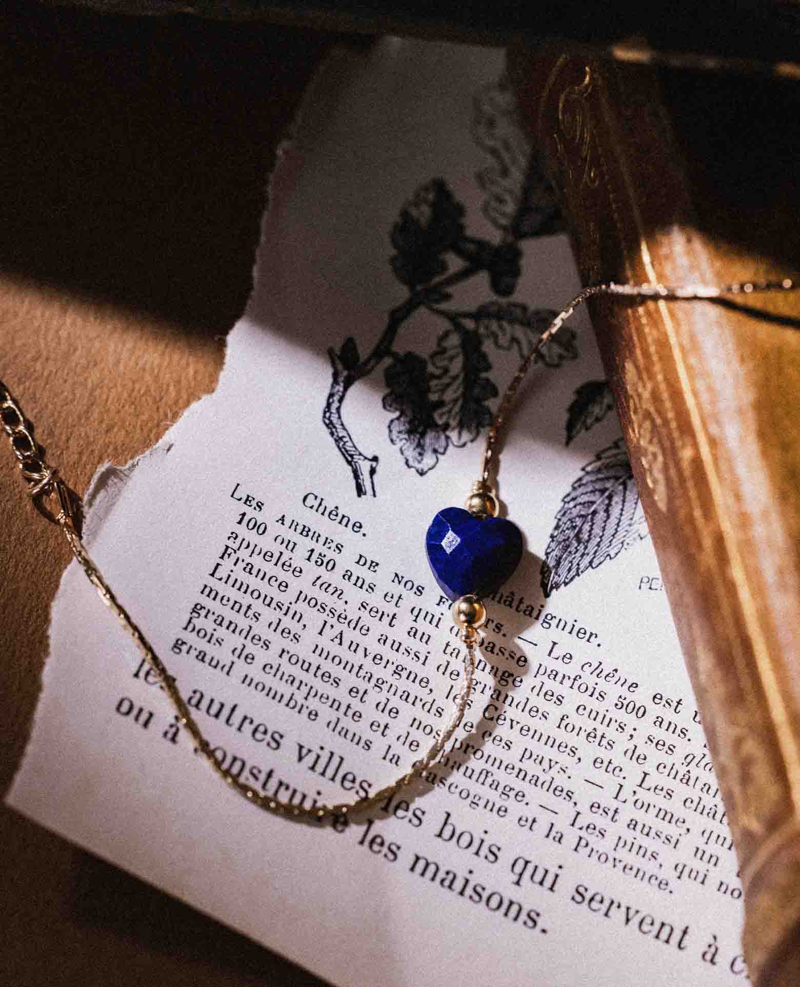 Bracelet coeur pierre Lapis