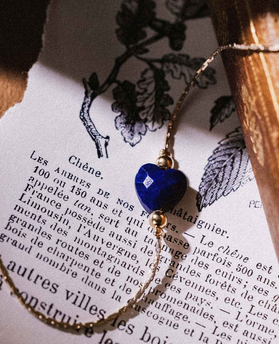 Bracelet coeur pierre Lapis