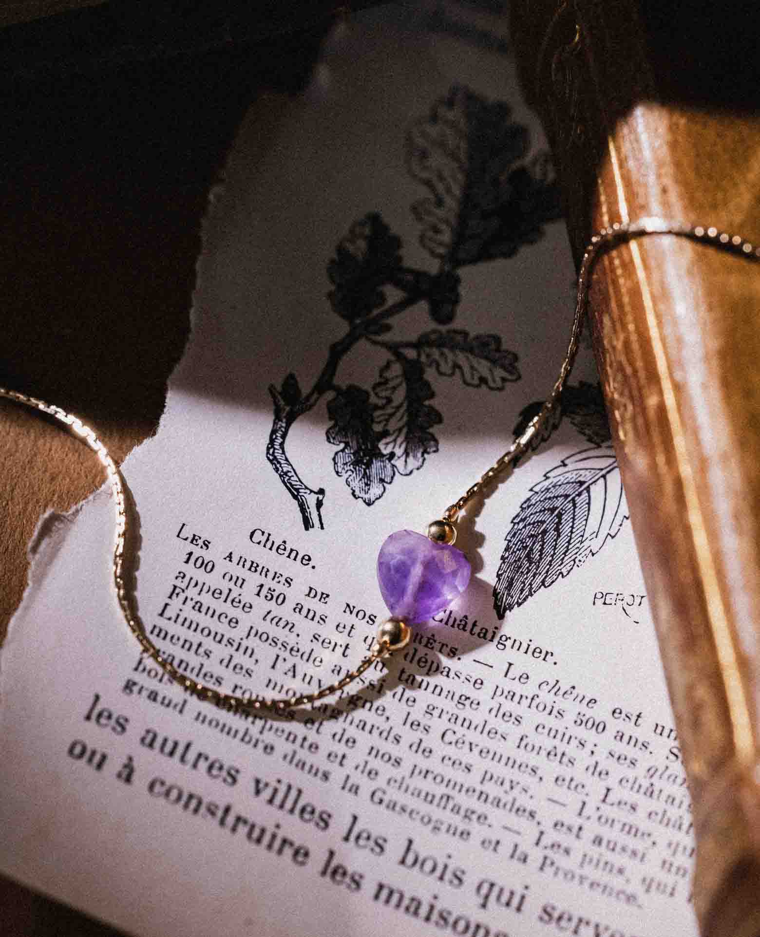 Bracelet coeur pierre Améthyste