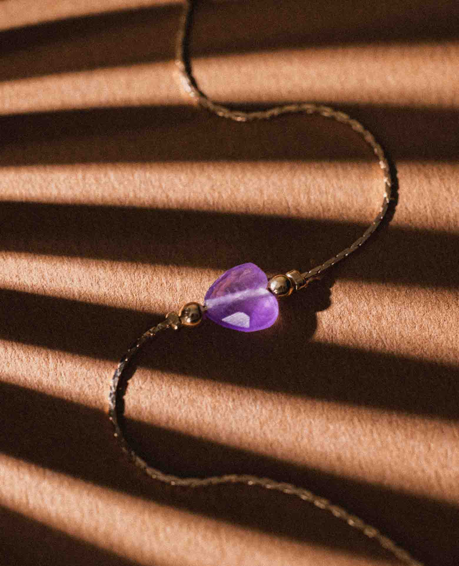 Bracelet coeur pierre Améthyste
