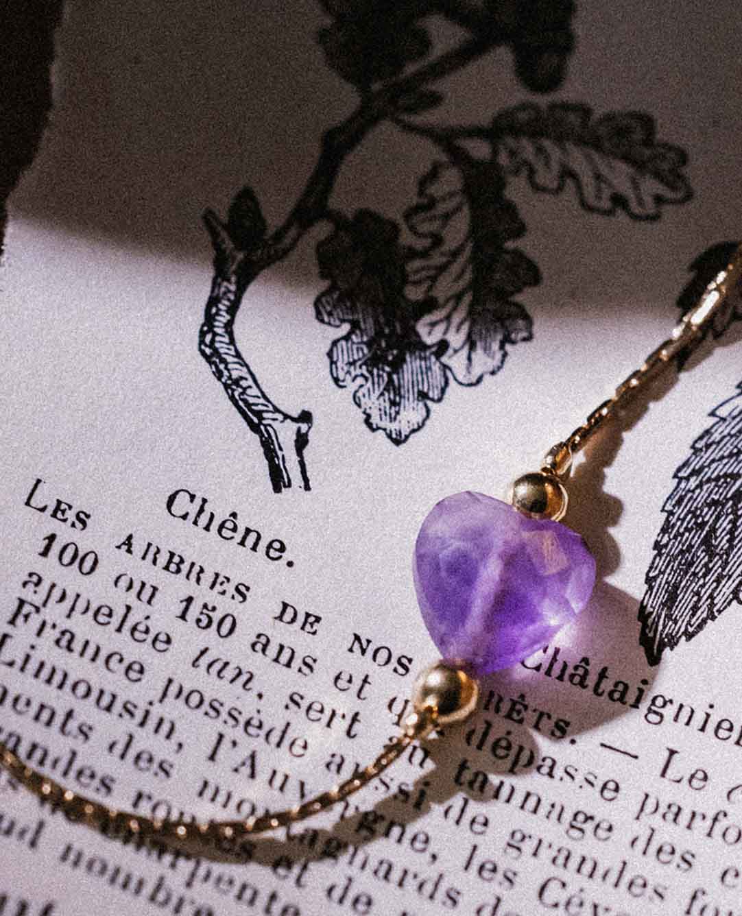 Bracelet coeur pierre Améthyste