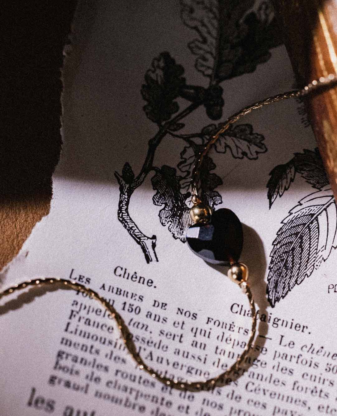Bracelet coeur pierre Obsidienne