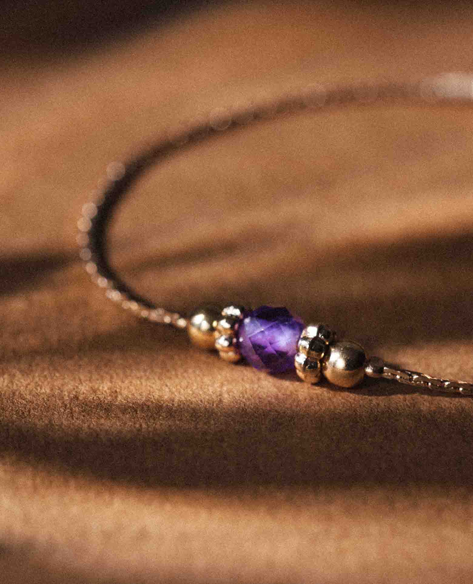 Bracelet pierre de naissance améthyste - <i>Févrie