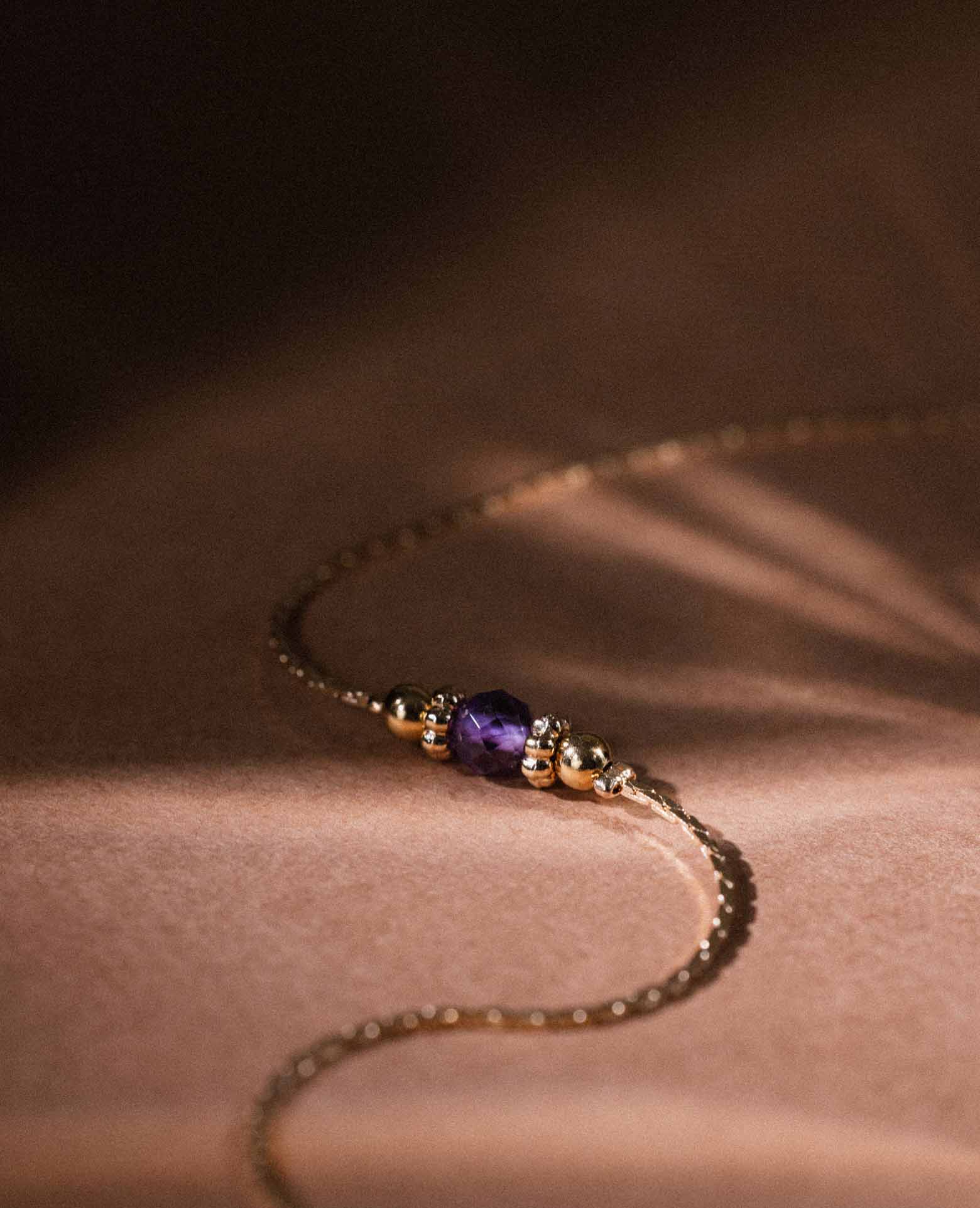 Bracelet pierre de naissance améthyste - <i>Févrie