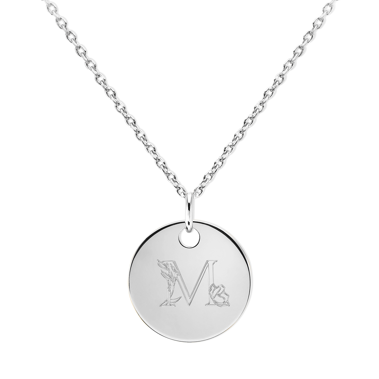 Médaille initiale florale argent massif