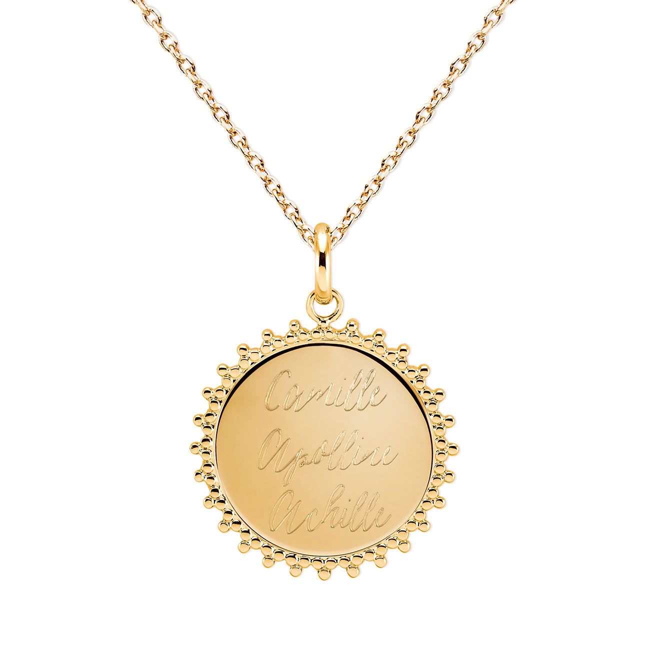 Médaille prénoms soleil Camille