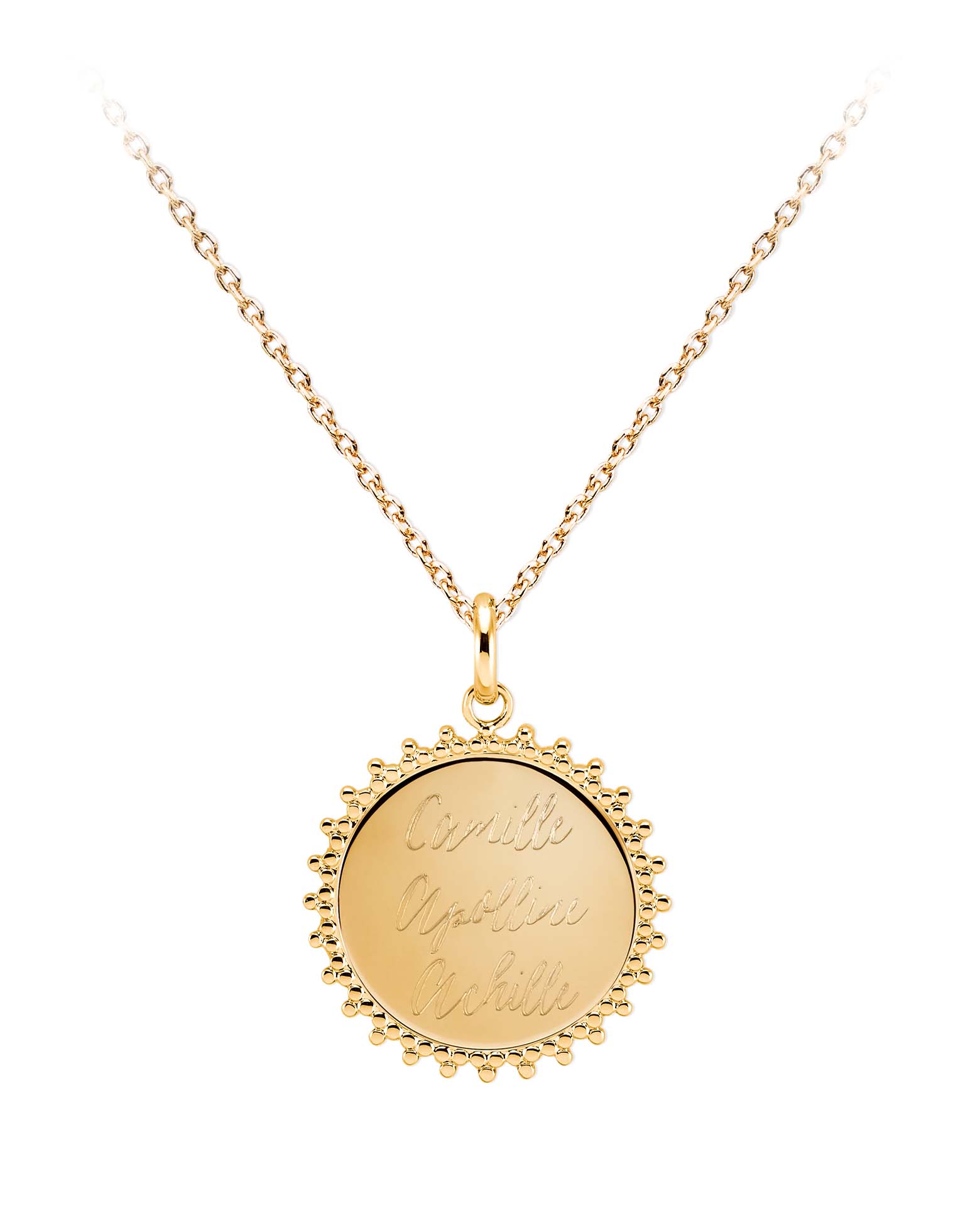 Médaille prénoms soleil Camille