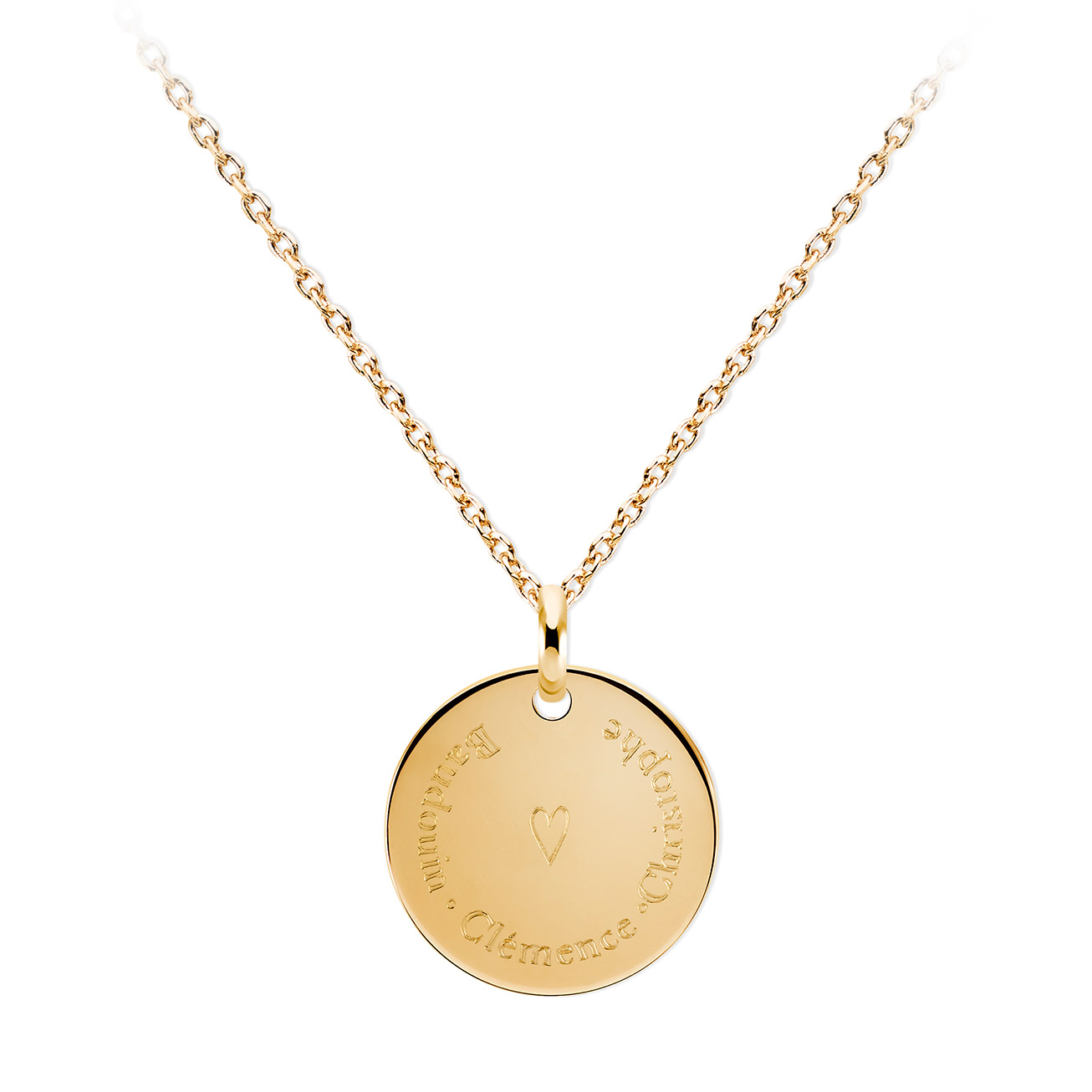 Médaille cœur personnalisée 3 prénoms