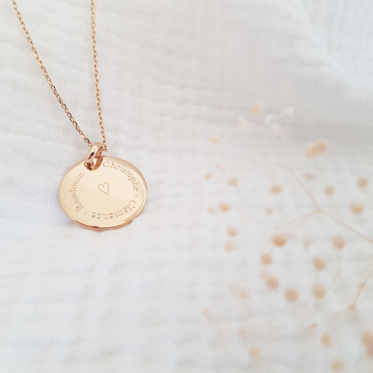 Médaille coeur 3 prénoms