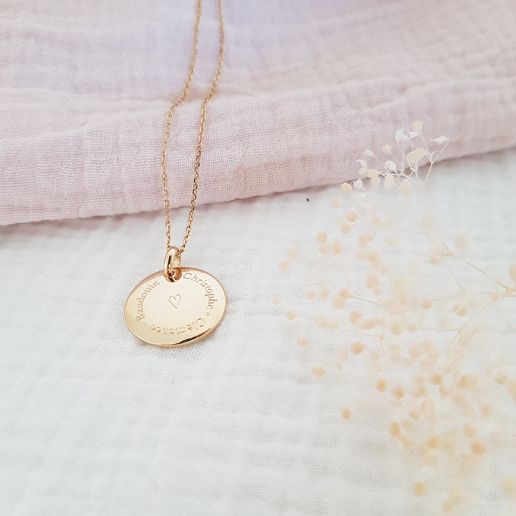 Médaille coeur 3 prénoms