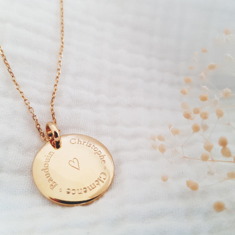 Médaille coeur 3 prénoms