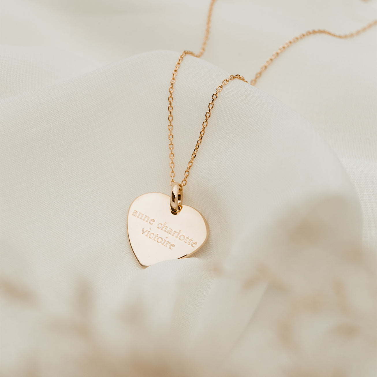 Médaille coeur plaqué or prénoms