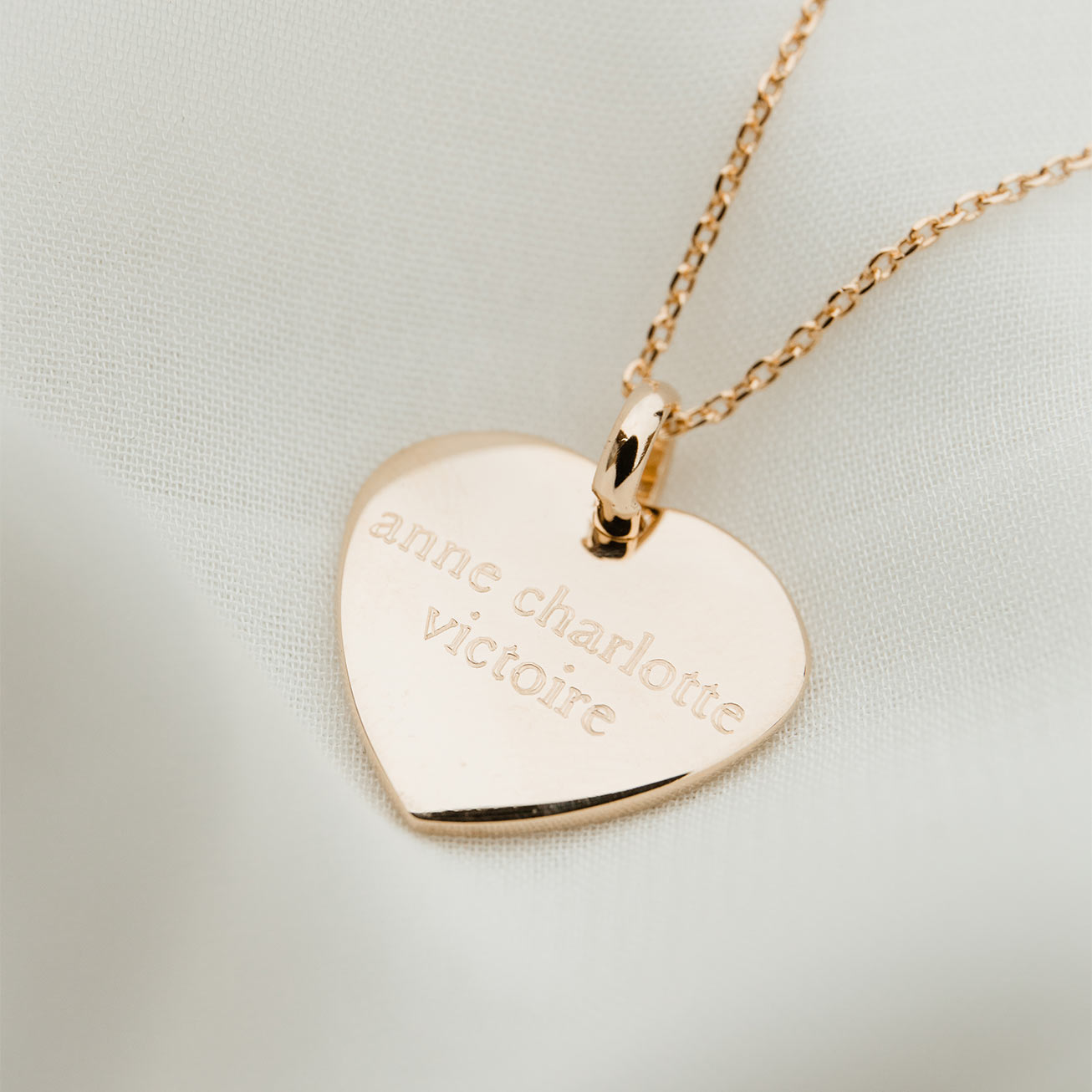 Médaille coeur plaqué or prénoms