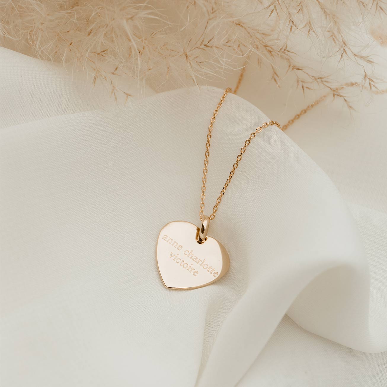 Médaille coeur plaqué or prénoms