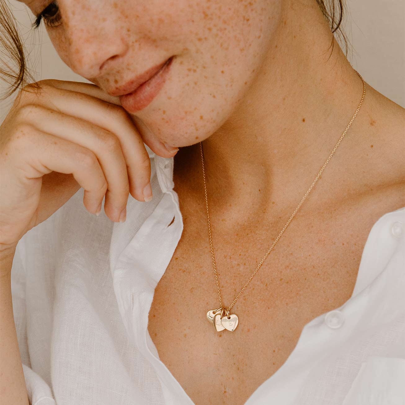 Collier 3 petits coeurs initiales ORJ