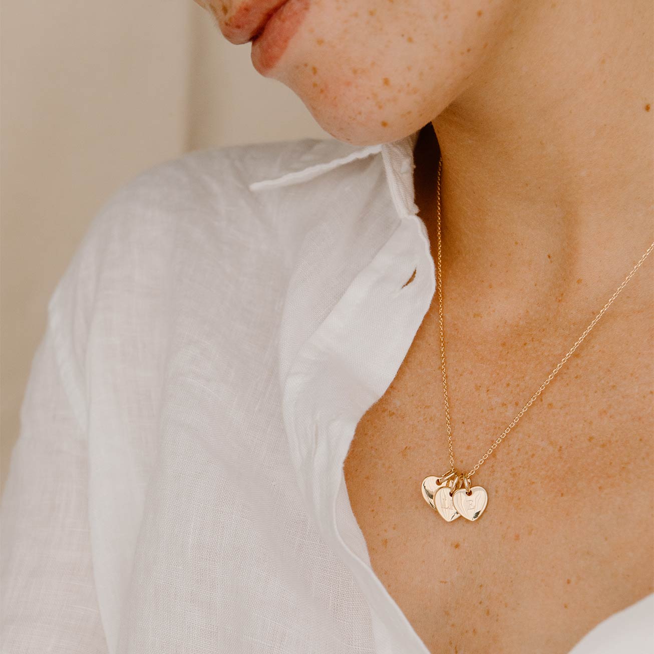 Collier 3 petits coeurs initiales ORJ