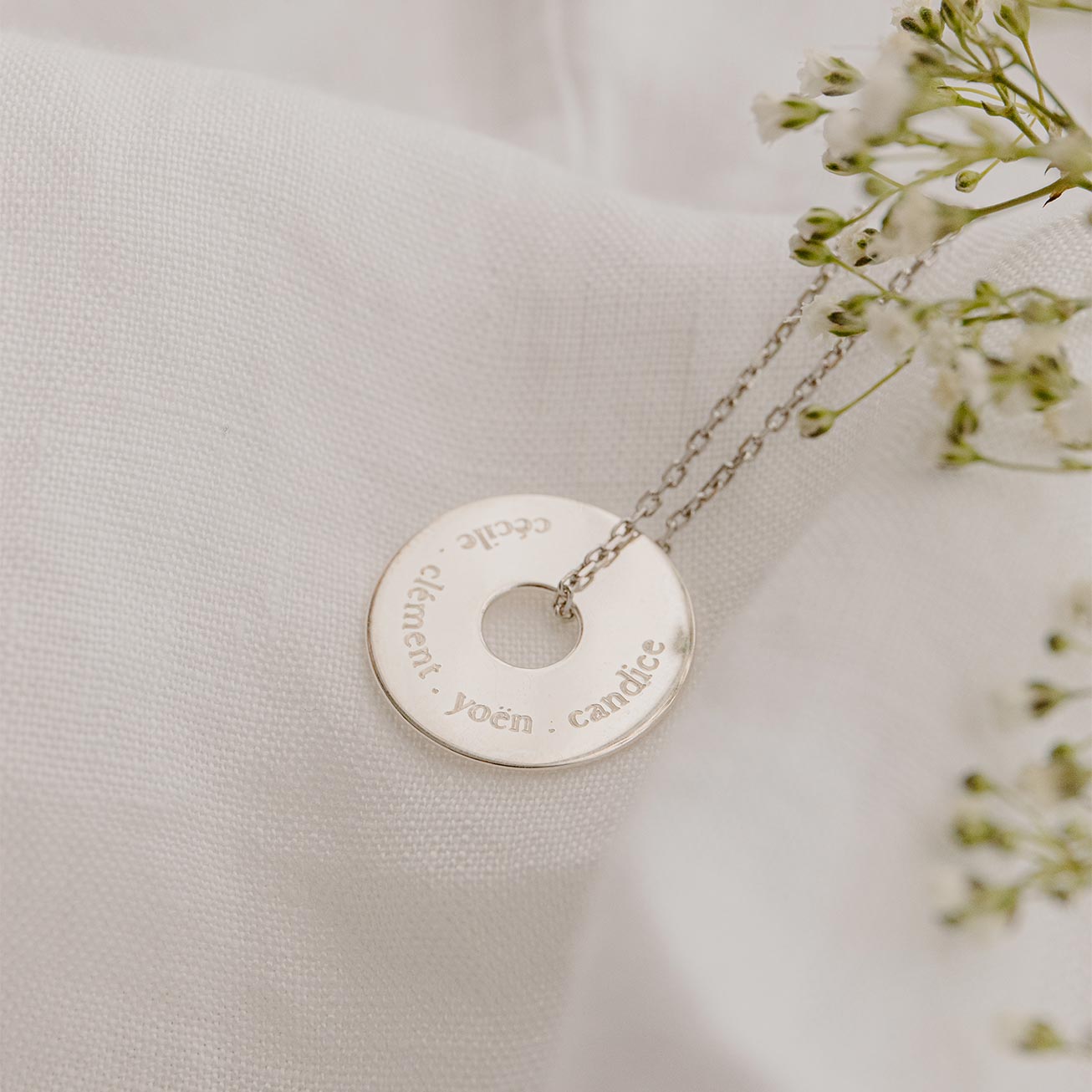 Médaille cible argent prénoms