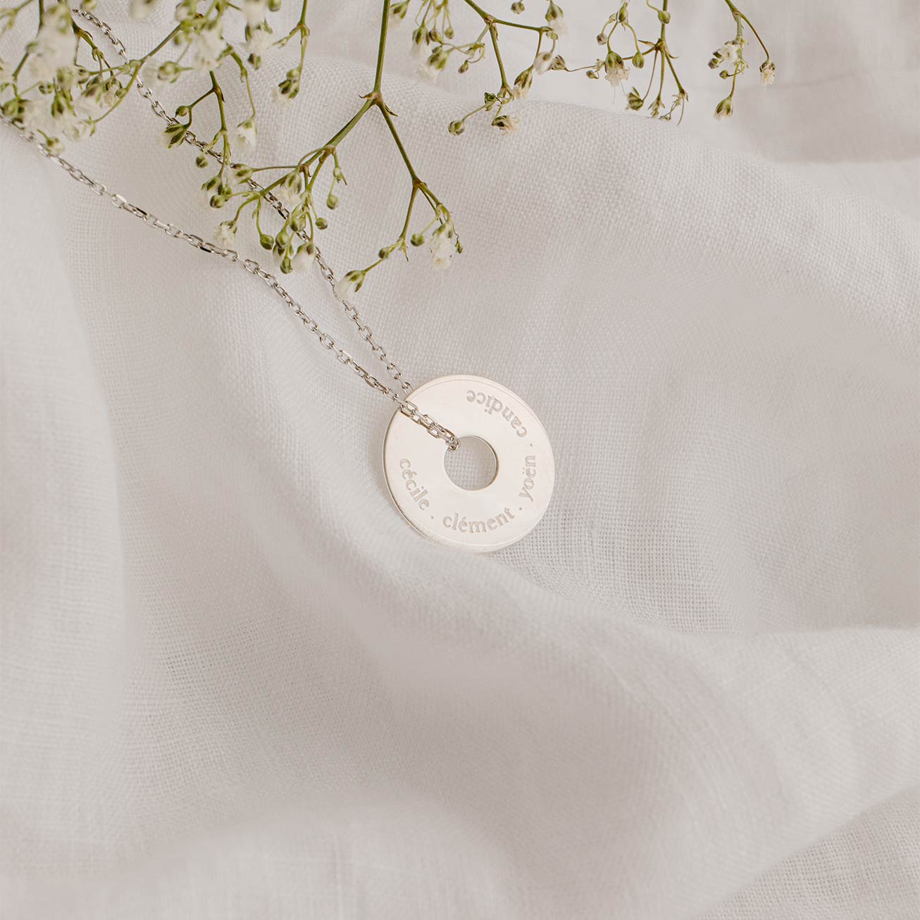 Médaille cible argent prénoms