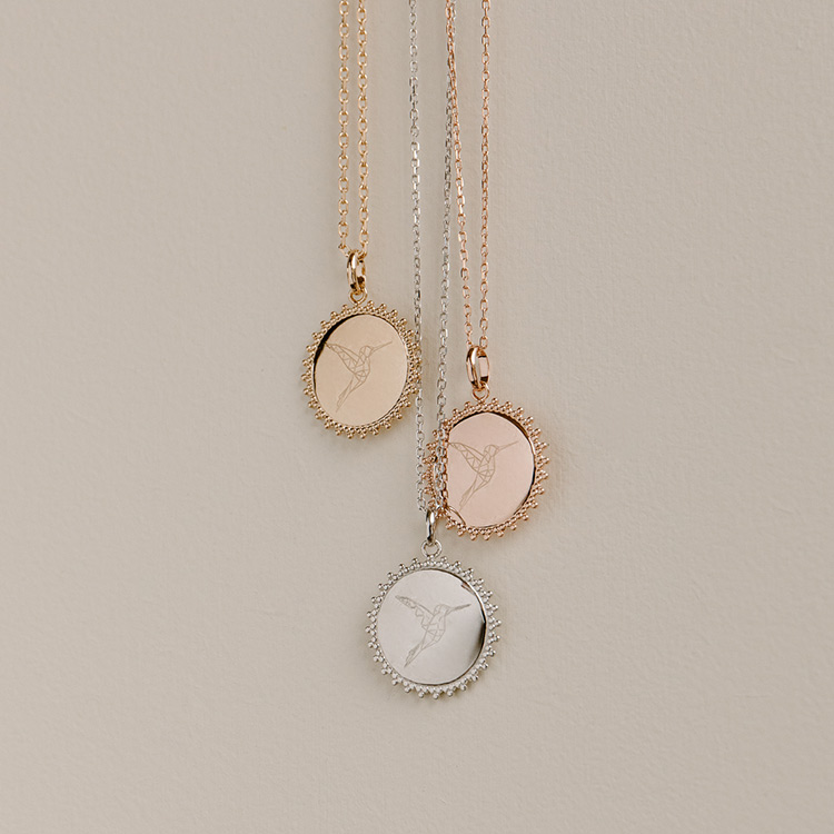 Médaille Soleil Colibri plaqué or jaune