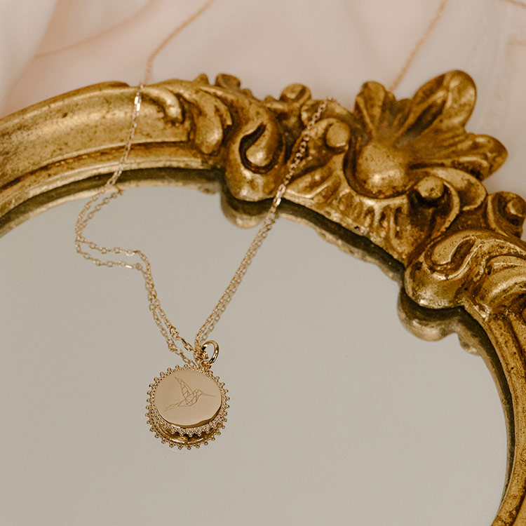 Médaille Soleil Colibri plaqué or jaune
