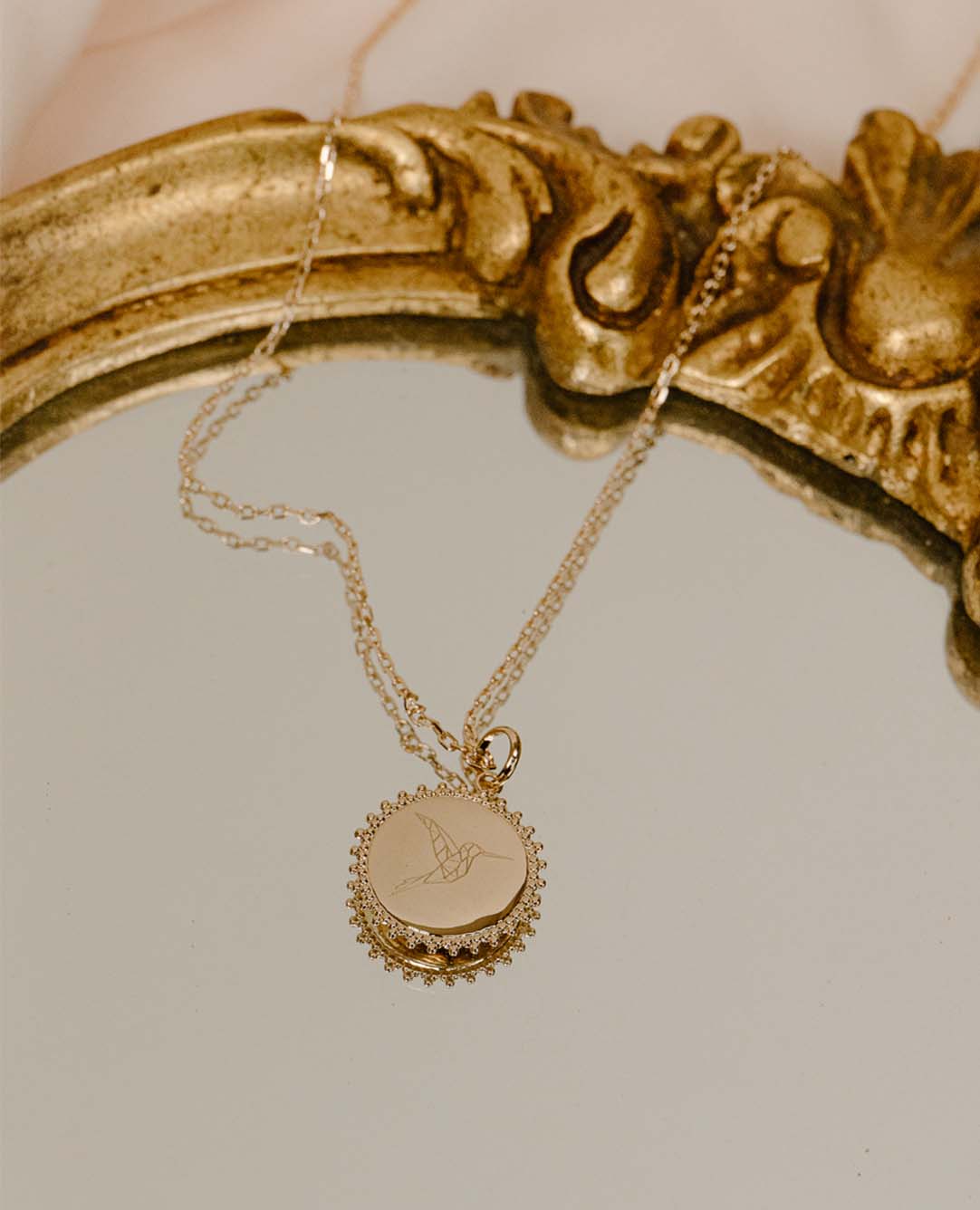 Médaille Soleil Colibri plaqué or