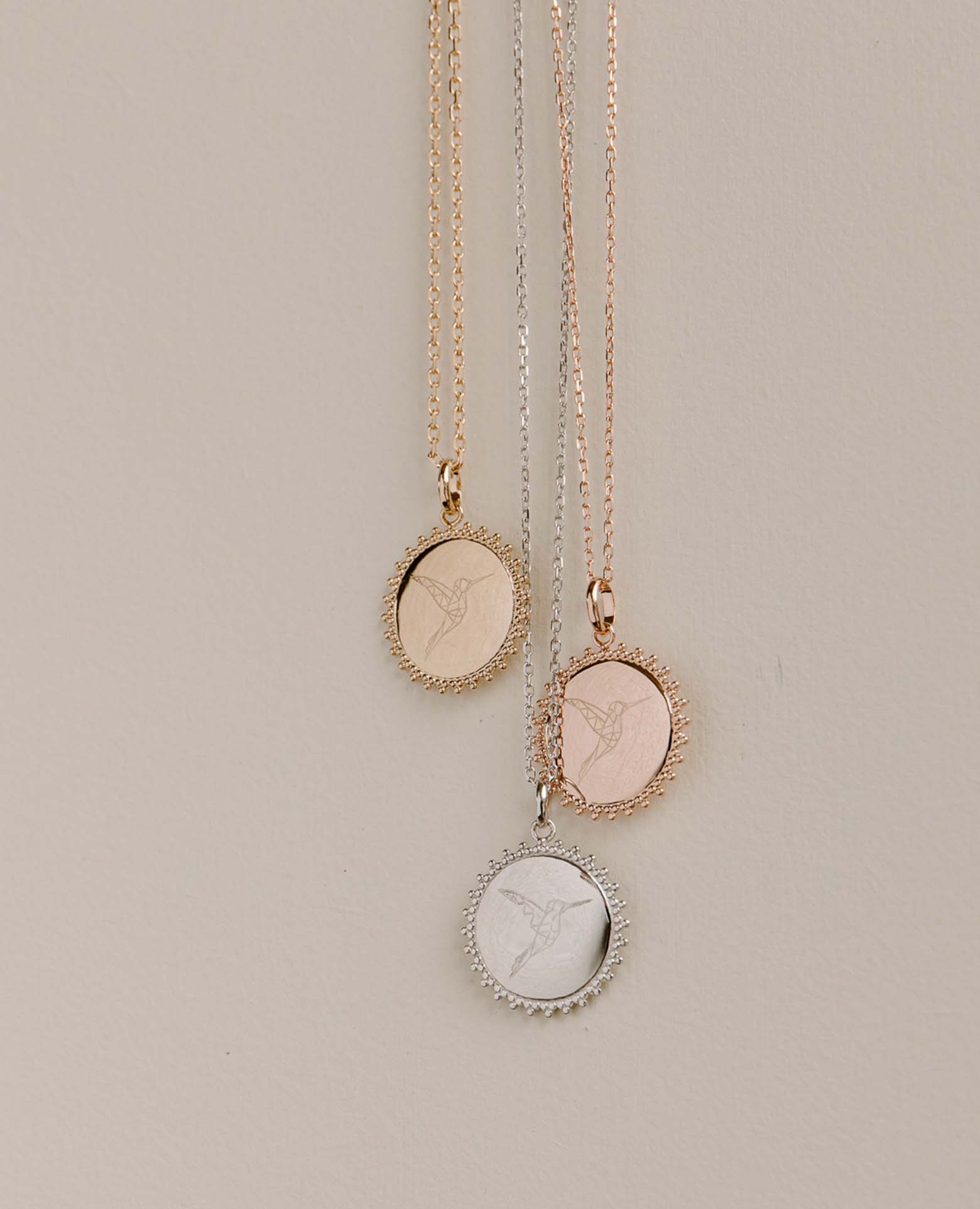 Médaille Soleil Colibri plaqué or rose
