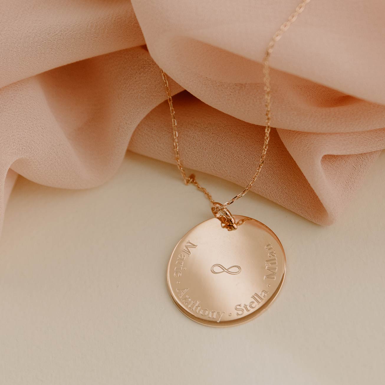 Grande médaille infini plaqué or rose