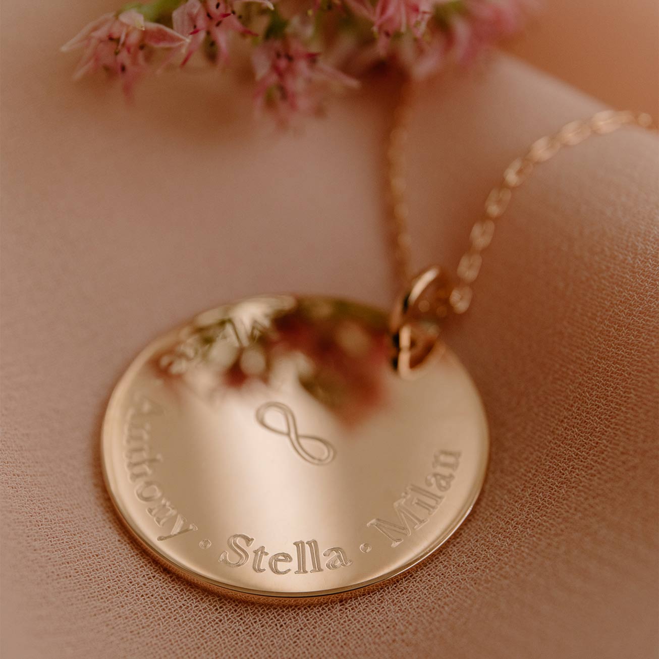 Grande médaille infini plaqué or rose