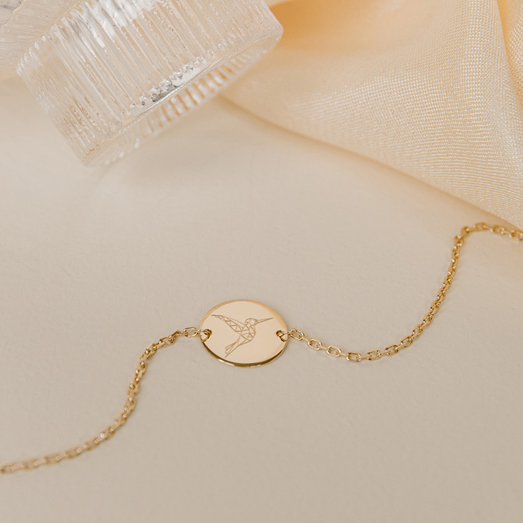 Bracelet Colibri plaqué or sur chainage