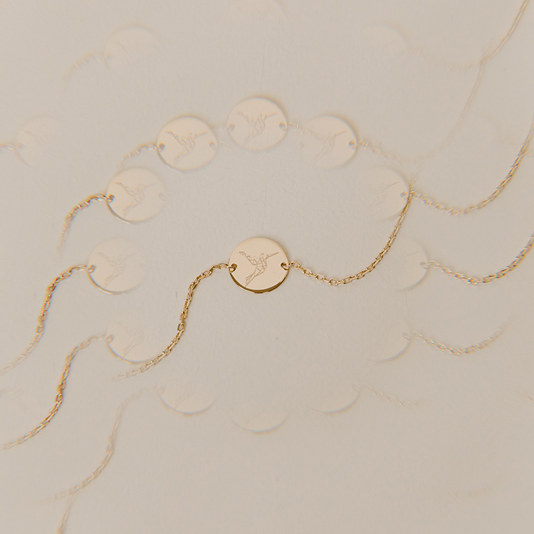 Bracelet Colibri plaqué or sur chainage